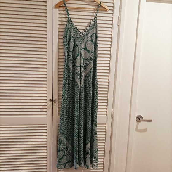 ISHKA Dresses & Skirts - ISHKA Emerald green maxi boho paisley bohemian summer dress L Large
